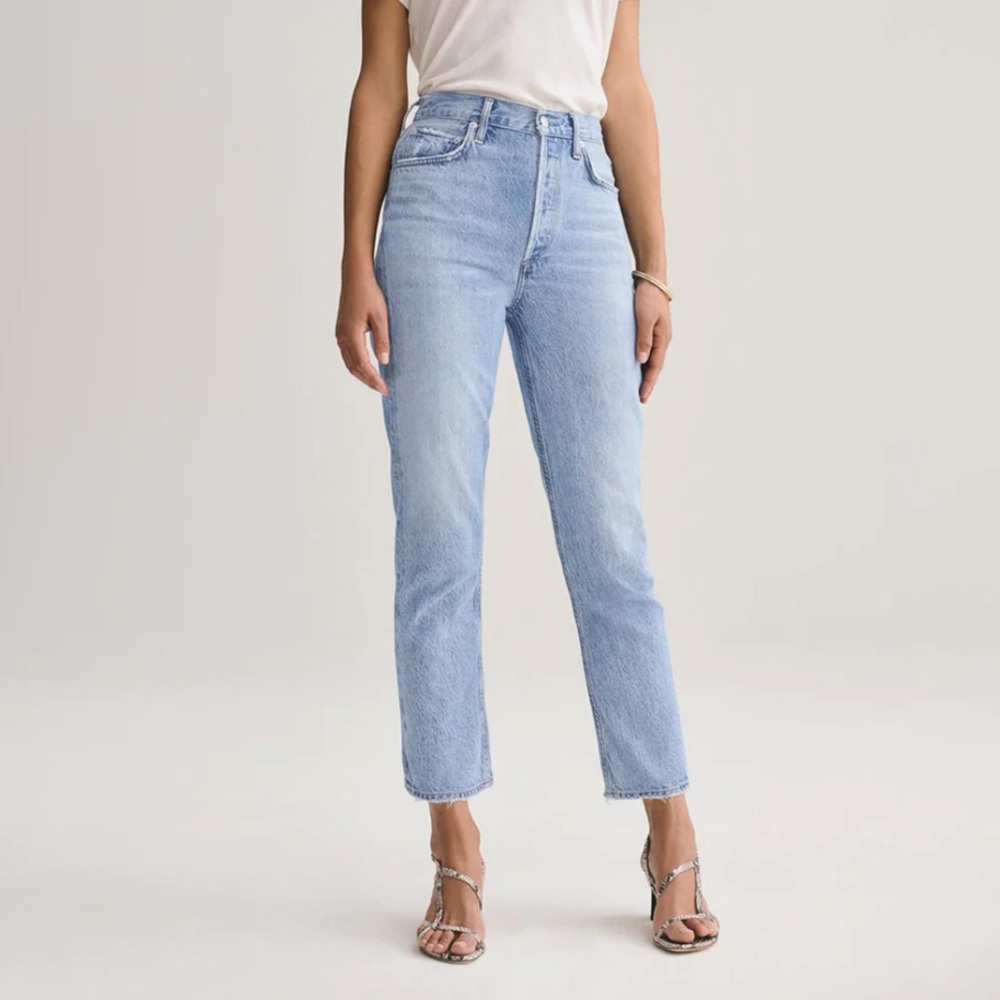 Agolde Riley straight leg crop, blur, 28 NWT
